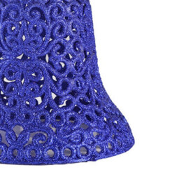 2 Pack Giant Glitter Christmas Bell Decoration 15Cm - Blue - thumbnail 3