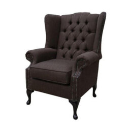 Chesterfield Prince's Flat Wing Queen Anne Chair Emporio Brown Fabric - thumbnail 3