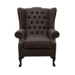 Chesterfield Prince's Flat Wing Queen Anne Chair Emporio Brown Fabric - thumbnail 2
