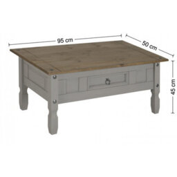 Mercers Furniture Corona Grey Painted Wax Coffee Table 1 Drawer Solid Wood Pine Wooden With Mexican Styling - thumbnail 7
