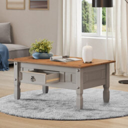 Mercers Furniture Corona Grey Painted Wax Coffee Table 1 Drawer Solid Wood Pine Wooden With Mexican Styling - thumbnail 6