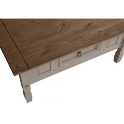 Mercers Furniture Corona Grey Painted Wax Coffee Table 1 Drawer Solid Wood Pine Wooden With Mexican Styling - thumbnail 3