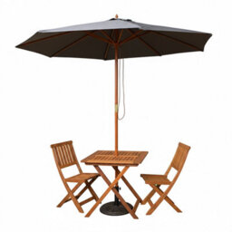 Samuel Alexander Outdoor 2 Person Folding Wooden Garden Dining Table Chairs Grey Parasol And Base Set - thumbnail 9