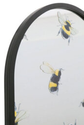 Mirroroutlet The Typis Black Metal Edged Arch  Wall Mirror With Bumble Bee Decals 120Cm X 60Cm - thumbnail 4