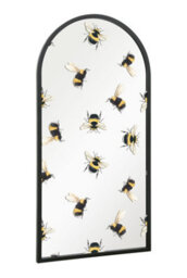Mirroroutlet The Typis Black Metal Edged Arch  Wall Mirror With Bumble Bee Decals 120Cm X 60Cm - thumbnail 3