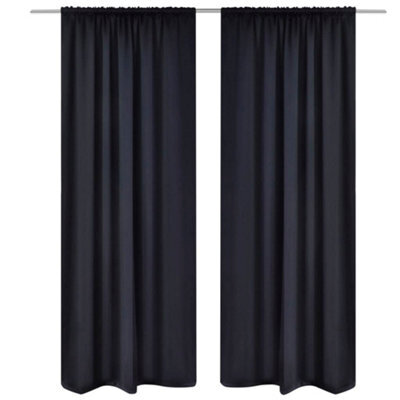 Berkfield 2 Pcs Black Slot-Headed Blackout Curtains 135 X 245 Cm - image 1