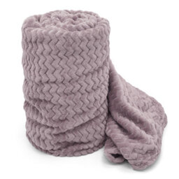Velosso Cosy Touch Chevron Pattern Faux Mink Throw Blanket - Luxurious Feel, High-Quality Weave For Sofa, Bed - 150Cm X 200Cm - Mauve