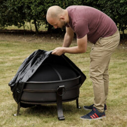 Loops Durable Outdoor Fire Pit Cover For Ys12101 - Black Pvc, Water Resistant 880mm X 460mm - thumbnail 6