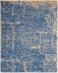 Dark Blue Wool Handmade Luxurious Modern,abstract Rug For Bedroom & Living Room-61Cm X 91Cm - thumbnail 9