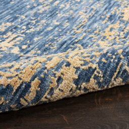 Dark Blue Wool Handmade Luxurious Modern,abstract Rug For Bedroom & Living Room-61Cm X 91Cm - thumbnail 8