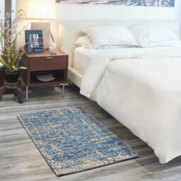 Dark Blue Wool Handmade Luxurious Modern,abstract Rug For Bedroom & Living Room-61Cm X 91Cm - thumbnail 3