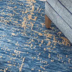 Dark Blue Wool Handmade Luxurious Modern,abstract Rug For Bedroom & Living Room-61Cm X 91Cm - thumbnail 4