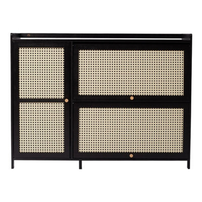 Bamboo Shoe Cabinet 3 Rattan Doors - image 1