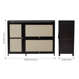 Bamboo Shoe Cabinet 3 Rattan Doors - thumbnail 2