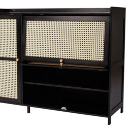 Bamboo Shoe Cabinet 3 Rattan Doors - thumbnail 3
