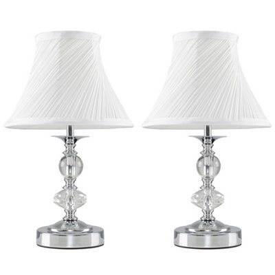 Valuelights Jaigier Pair Of Modern Polished Chrome Touch Table Lamps With White Pleated Shades - image 1