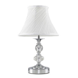 Valuelights Jaigier Pair Of Modern Polished Chrome Touch Table Lamps With White Pleated Shades - thumbnail 8