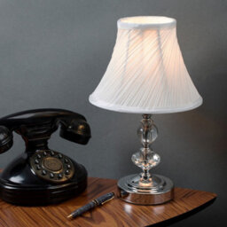 Valuelights Jaigier Pair Of Modern Polished Chrome Touch Table Lamps With White Pleated Shades - thumbnail 5