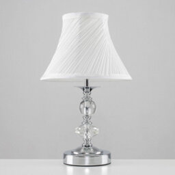 Valuelights Jaigier Pair Of Modern Polished Chrome Touch Table Lamps With White Pleated Shades - thumbnail 4