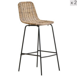 Nordlys Set Of 2 Metal And Fiber Bar Stools Exotic Boho Dining Room - thumbnail 1