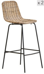 Nordlys Set Of 2 Metal And Fiber Bar Stools Exotic Boho Dining Room - thumbnail 2