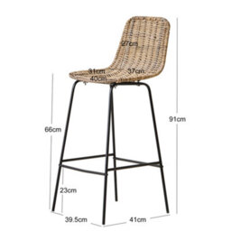 Nordlys Set Of 2 Metal And Fiber Bar Stools Exotic Boho Dining Room - thumbnail 6