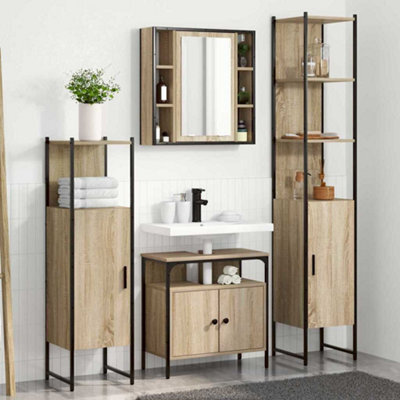 Walplus Bathroom Furniture Set 4 Pcs Sonoma Oak 33 X 33 X 185.5 Cm - image 1