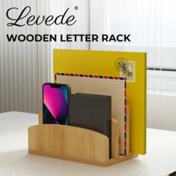 Levede 4-Slot Bamboo Letter File Rack Desktop Document Organizer Mail Sorter - thumbnail 4