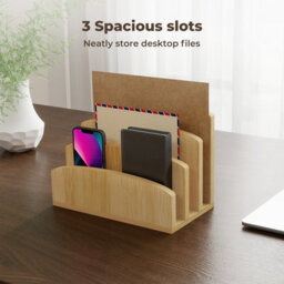 Levede 4-Slot Bamboo Letter File Rack Desktop Document Organizer Mail Sorter - thumbnail 6
