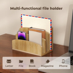 Levede 4-Slot Bamboo Letter File Rack Desktop Document Organizer Mail Sorter - thumbnail 7