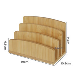 Levede 4-Slot Bamboo Letter File Rack Desktop Document Organizer Mail Sorter - thumbnail 2