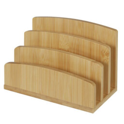 Levede 4-Slot Bamboo Letter File Rack Desktop Document Organizer Mail Sorter - thumbnail 3