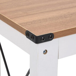 Darphe White And Wood Side Table With Lower Shelf Metal Cross Supports 60X31X55.7Cm - thumbnail 6
