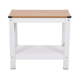 Darphe White And Wood Side Table With Lower Shelf Metal Cross Supports 60X31X55.7Cm - thumbnail 4