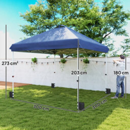 Outsunny 3X3 M Pop Up Gazebo W/ Wheels, One-Touch Party Tent, Dark Blue - thumbnail 3