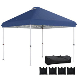 Outsunny 3X3 M Pop Up Gazebo W/ Wheels, One-Touch Party Tent, Dark Blue - thumbnail 2
