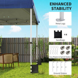 Outsunny 3X3 M Pop Up Gazebo W/ Wheels, One-Touch Party Tent, Dark Blue - thumbnail 7