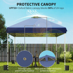 Outsunny 3X3 M Pop Up Gazebo W/ Wheels, One-Touch Party Tent, Dark Blue - thumbnail 6
