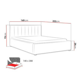 Modern Bedroom Bed Frame With Storage 140X200 Hdf And Laminated Board Metal Slatted Base 160X223X93Cm Blue - thumbnail 4
