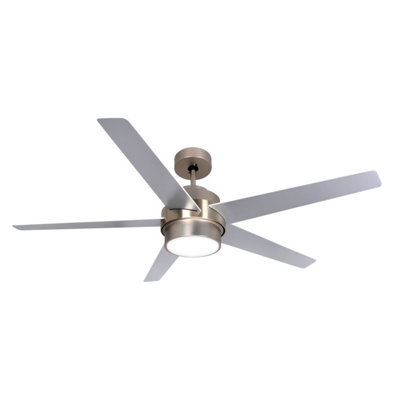 GoodHome Chomsky Modern Brushed Chrome Effect Led Ceiling Fan Light - image 1