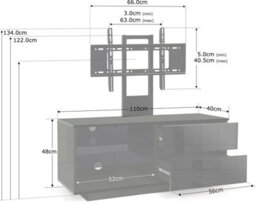 "Centurion Supports Gallus Gloss Black With 2-Black Drawers And 2-Shelves 32""-55"" Led/lcd/plasma Cabinet Tv Stand With Mounting Arm" - thumbnail 5