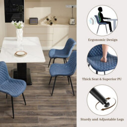 Set Of 2 Mid-Century Armless Dining Chairs For Dining Room Cafe Restaurant, Diamond Pattern, Blue - thumbnail 2