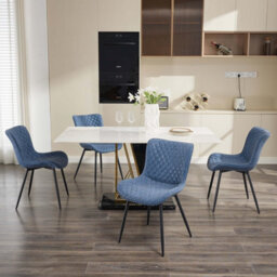 Set Of 2 Mid-Century Armless Dining Chairs For Dining Room Cafe Restaurant, Diamond Pattern, Blue - thumbnail 7