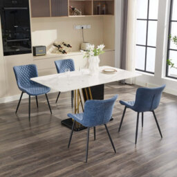 Set Of 2 Mid-Century Armless Dining Chairs For Dining Room Cafe Restaurant, Diamond Pattern, Blue - thumbnail 5