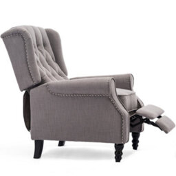 More4Homes Althorpe Pushback Wingback Fireside Recliner Armchair (Grey Linen) - thumbnail 5