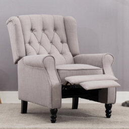 More4Homes Althorpe Pushback Wingback Fireside Recliner Armchair (Grey Linen)