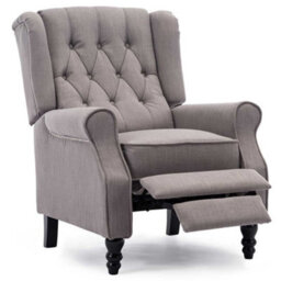 More4Homes Althorpe Pushback Wingback Fireside Recliner Armchair (Grey Linen) - thumbnail 4