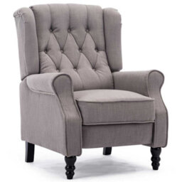 More4Homes Althorpe Pushback Wingback Fireside Recliner Armchair (Grey Linen) - thumbnail 3