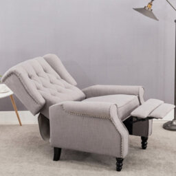 More4Homes Althorpe Pushback Wingback Fireside Recliner Armchair (Grey Linen) - thumbnail 9