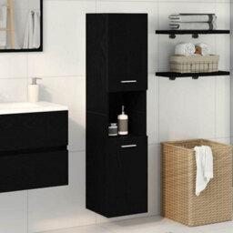 Walplus Bathroom Cabinet Black Oak 30 X 30 X 130 Cm Engineered Wood - thumbnail 1
